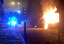 Pożar budynku gospodarczego przy ulicy Górniczej w Brzeszczach -FILM-