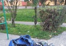 Płonący kontener na Słowackiego