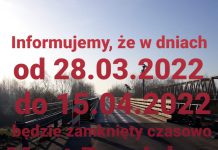 Most ‘Bronisław’ po raz kolejny będzie zamknięty