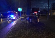 Osobówką uderzył w drzewo
