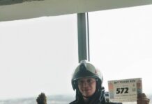 Strażak z OSP Jawiszowice wbiegł na jeden z najwyższych budynków w Polsce