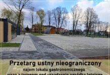 Przetarg – najem lokalu gastronomicznego wraz z terenem pod urządzenie ogródka letniego