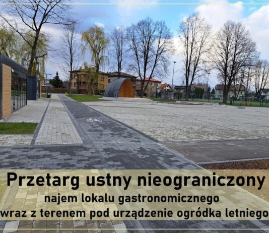 Przetarg – najem lokalu gastronomicznego wraz z terenem pod urządzenie ogródka letniego
